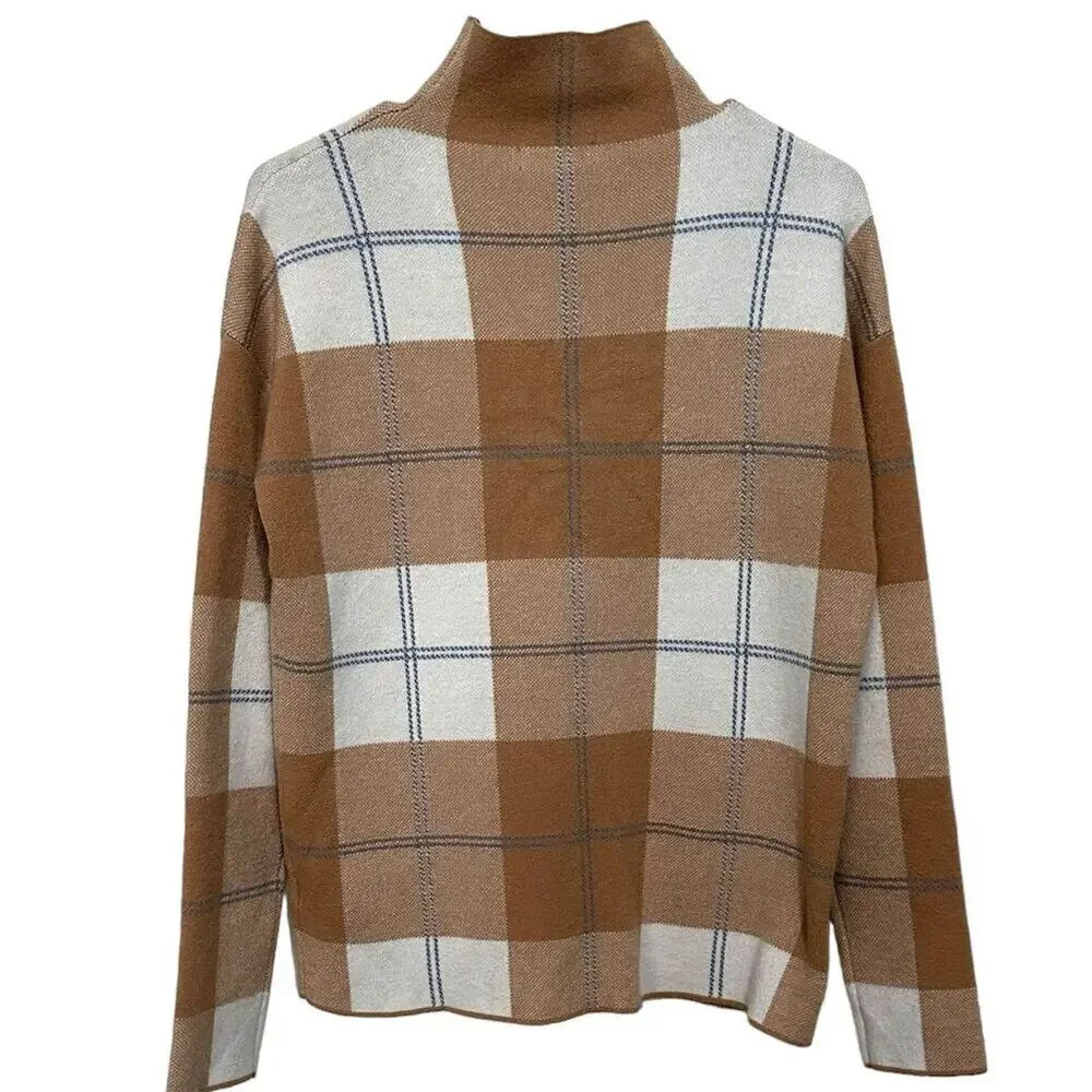 Rachel Zoe Women's Tartan‎ Plaid Mock Neck Pullover Sweater Size M Long Sleeve